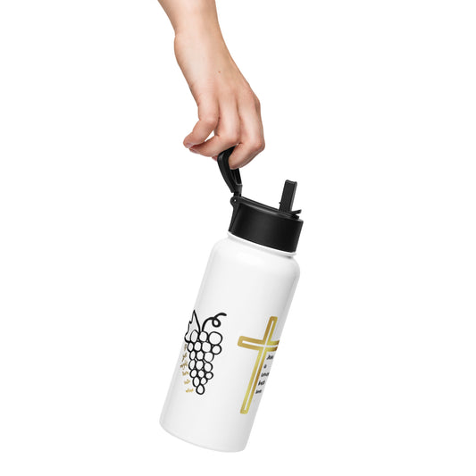 Jesus - Water - Wine Stainless steel water bottle with a straw lid