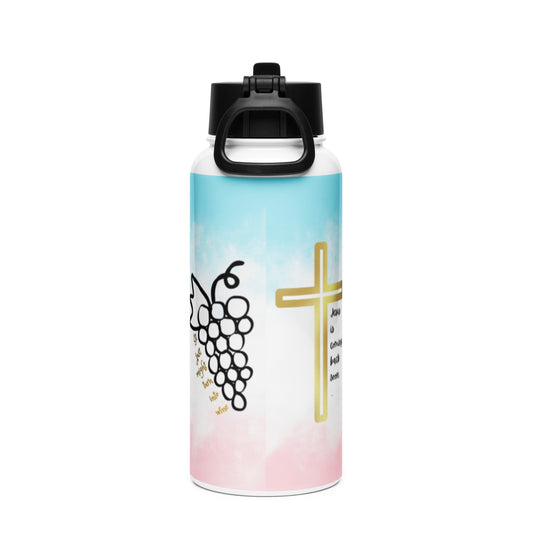 Jesus - Water - Wine Stainless steel water bottle with a straw lid