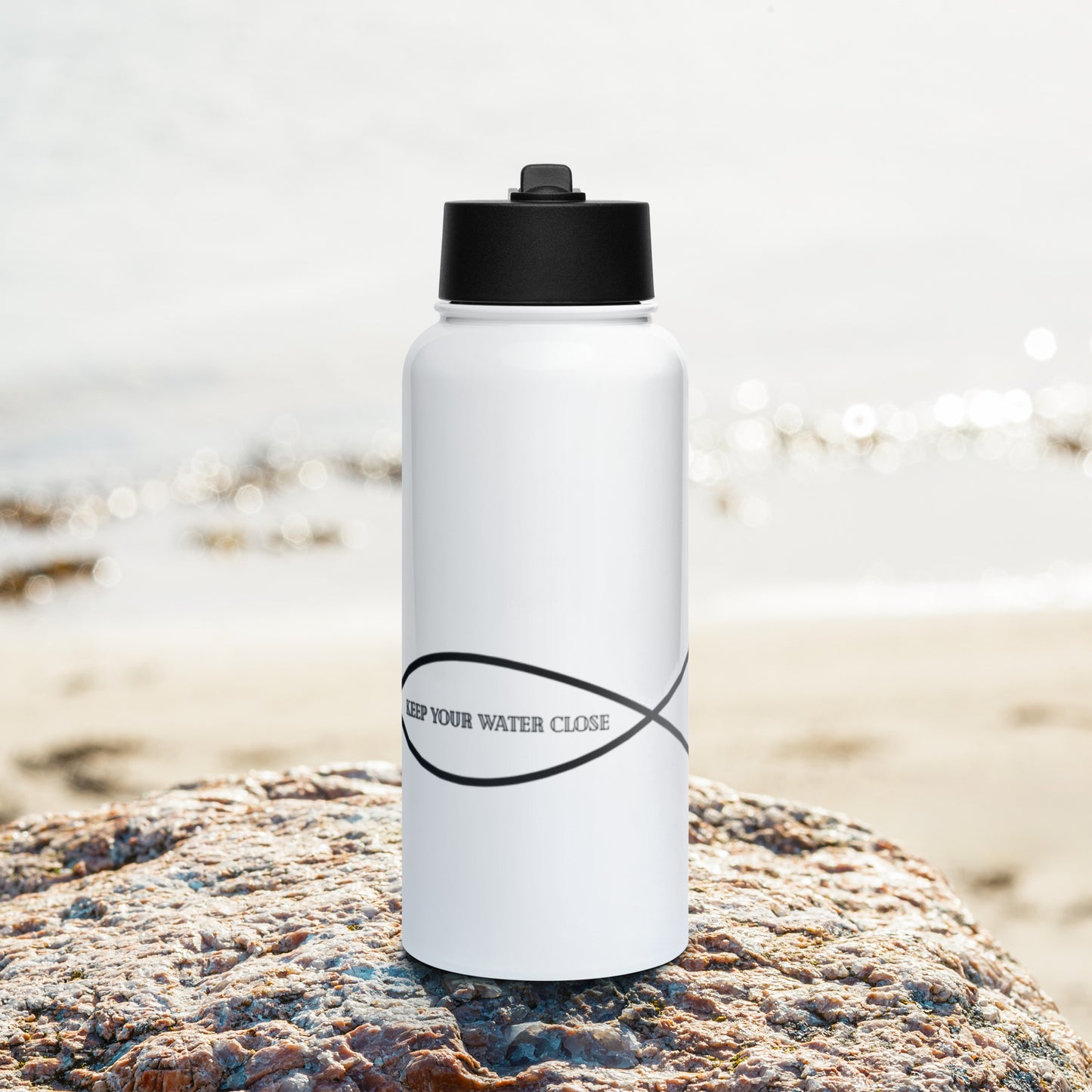Jesus - Water - Wine Stainless steel water bottle with a straw lid