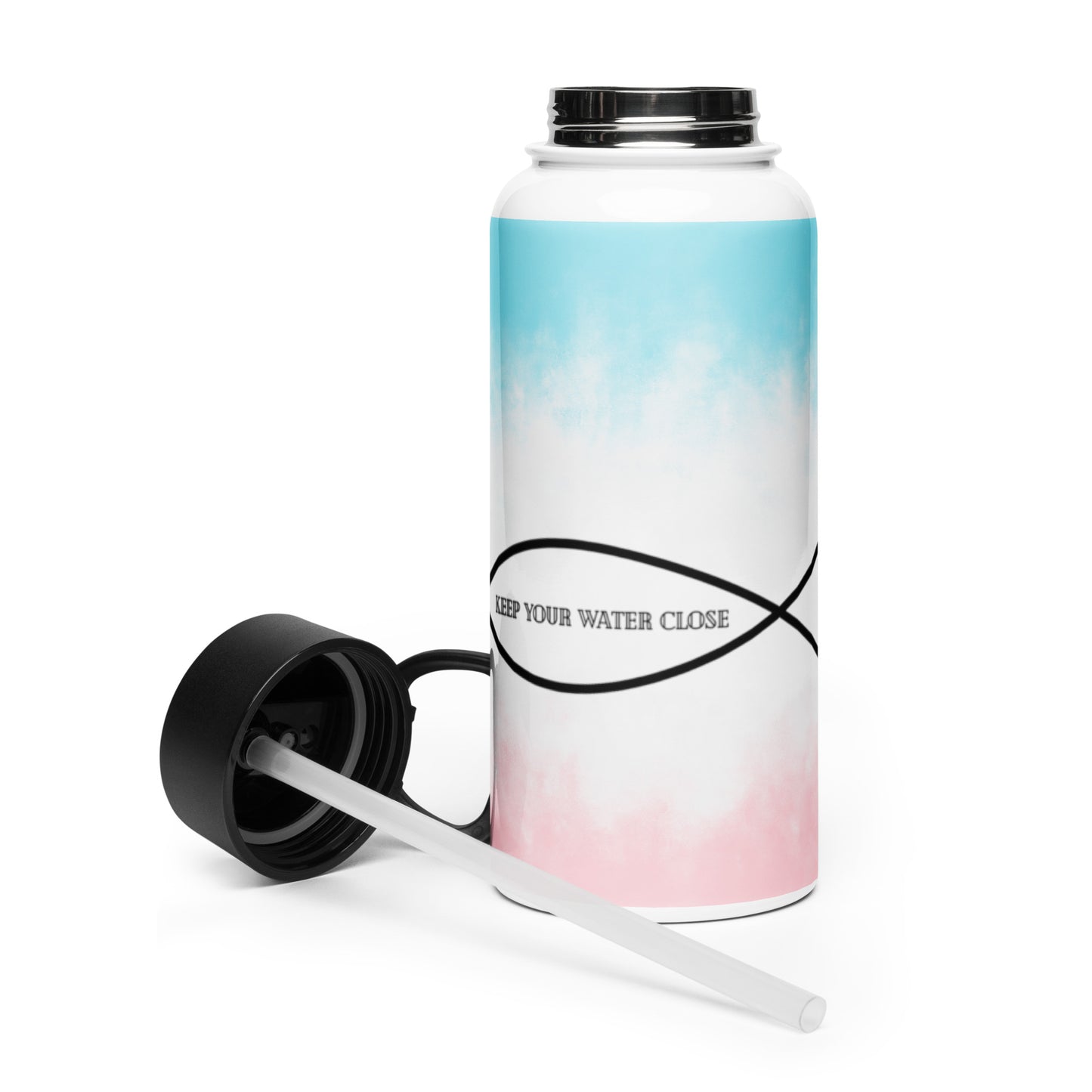 Jesus - Water - Wine Stainless steel water bottle with a straw lid